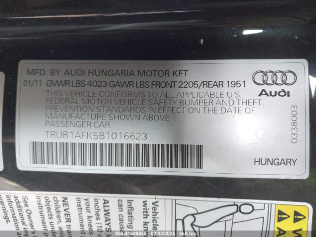 2011 AUDI TTS TRUB1AFK5B1016623 Photo 8