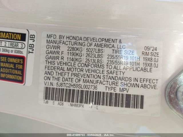 5J8TC2H59SL002736 Acura k20c4
