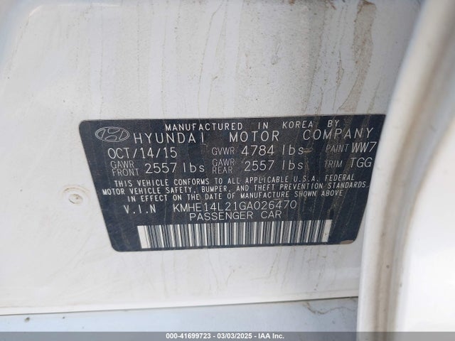 KMHE14L21GA026470 Hyundai SONATA PLUG-IN HYBRID
