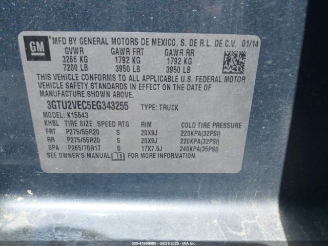 3GTU2VEC5EG343255 GMC Sierra 1500 Slt