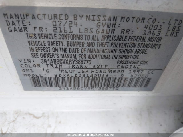 3N1AB8CVXRY388770 Nissan Sentra Sv Xtronic Cvt