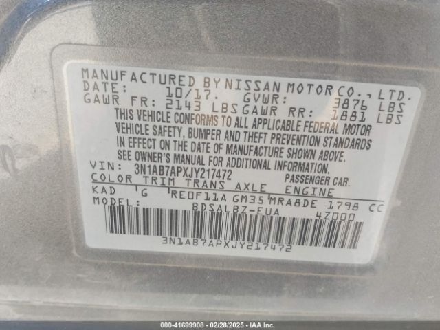3N1AB7APXJY217472 Nissan SENTRA S