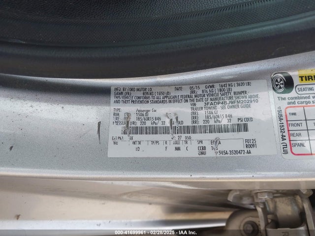 3FADP4BJ9FM202910 Ford FIESTA SE