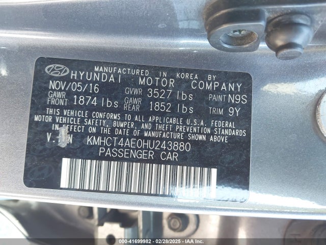 Hyundai ACCENT SE 2017 KMHCT4AE0HU243880 Image 9