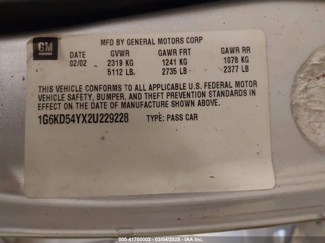 2002 CADILLAC DEVILLE 1G6KD54YX2U229228 Photo 8
