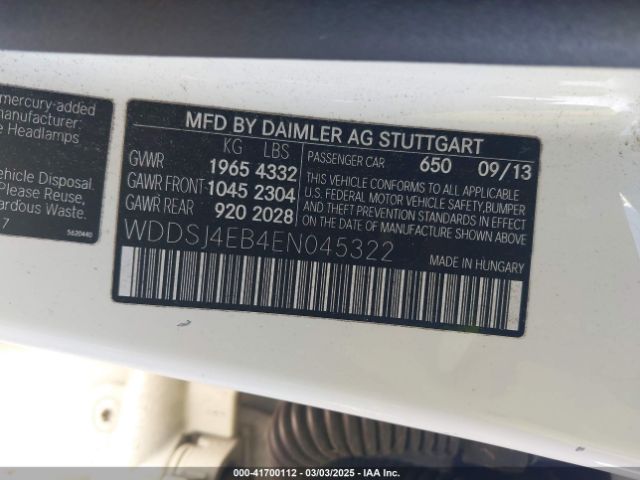 WDDSJ4EB4EN045322 Mercedes-Benz CLA 250