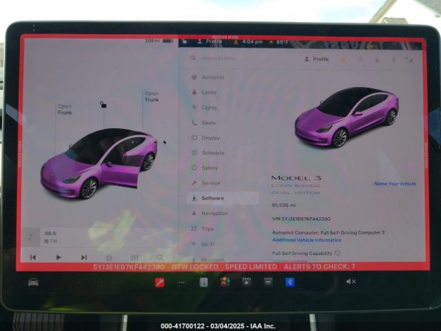 5YJ3E1EB7KF442390 Tesla Model 3 Long Range/performance