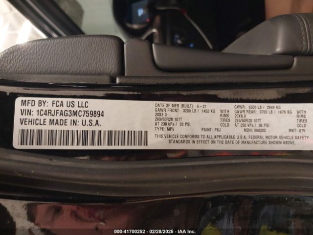 2021 JEEP GRAND CHEROKEE 1C4RJFAG3MC759894 Photo 8