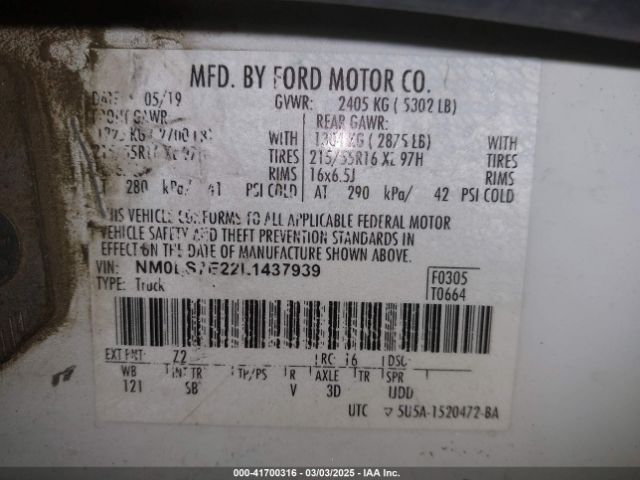 NM0LS7E22L1437939 Ford Transit Connect Xl Cargo Van