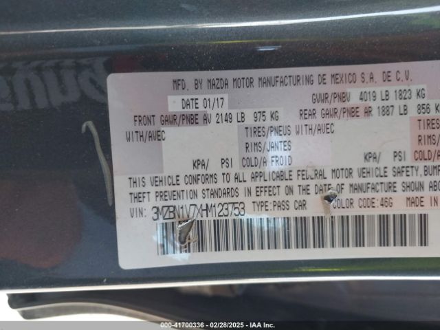 3MZBN1V7XHM123753 Mazda pe
