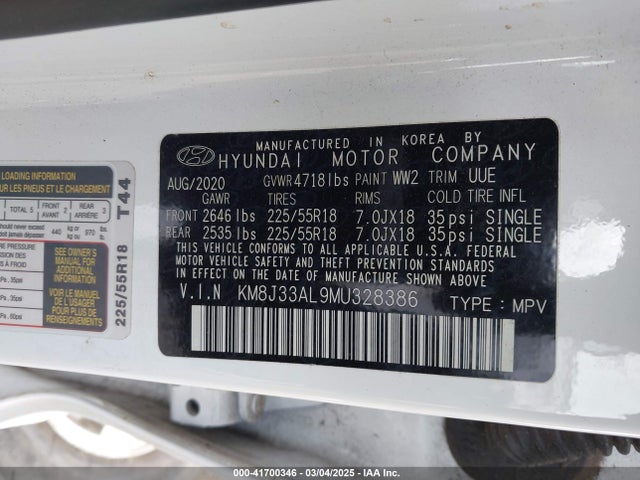 KM8J33AL9MU328386 Hyundai TUCSON SEL