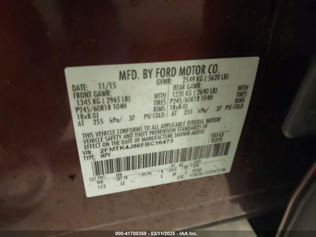 2FMTK4J86FBC16473 Ford EDGE SEL