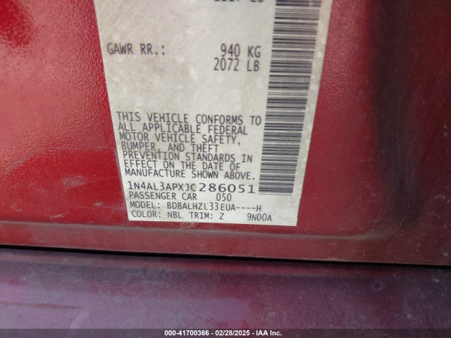 1N4AL3APXJC286051 Nissan Altima