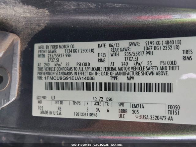 1FMCU9G91EUA14088 Ford ESCAPE SE