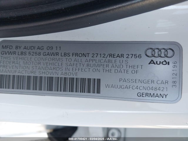 2012 AUDI A6 WAUJGAFC4CN048421 Photo 8