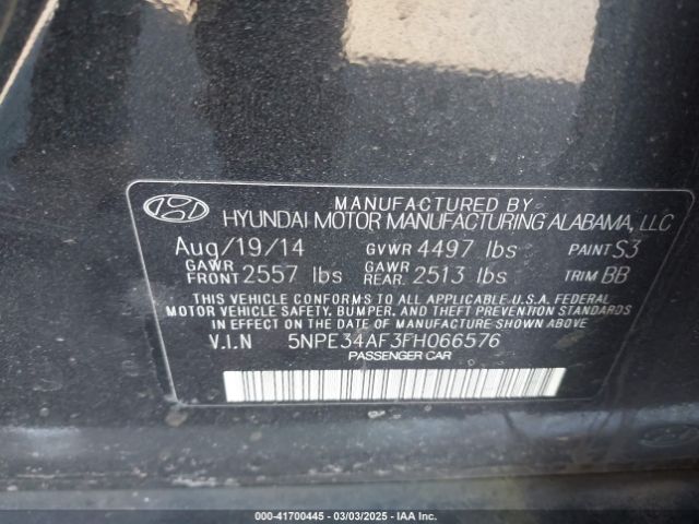 5NPE34AF3FH066576 Hyundai Sonata Sport