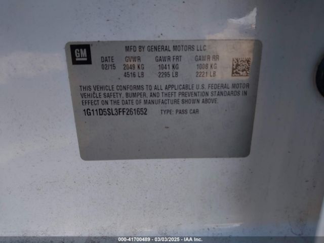1G11D5SL3FF261652 Chevrolet MALIBU 2LT