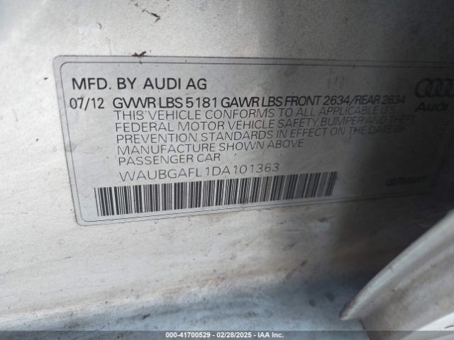 2013 AUDI S4 WAUBGAFL1DA101363 Photo 8