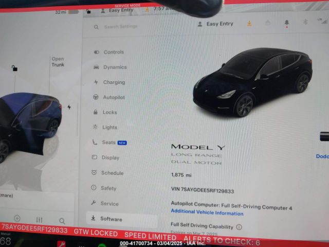 7SAYGDEE5RF129833 Tesla Model Y Long Range Dual Motor All-wheel Drive
