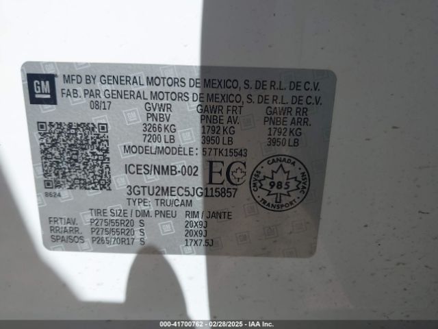 3GTU2MEC5JG115857 GMC Sierra 1500 Sle