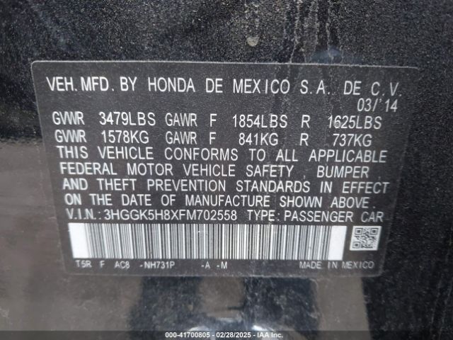 3HGGK5H8XFM702558 Honda Fit Ex/ex-l