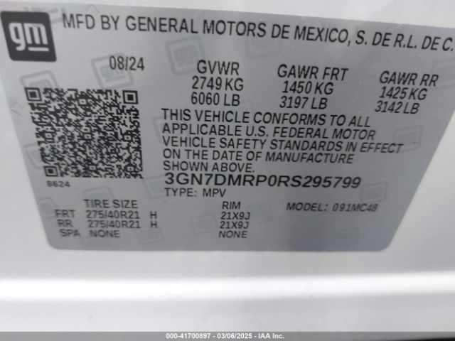 3GN7DMRP0RS295799 Chevrolet Equinox Ev Lt