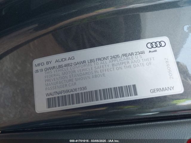 WAUTNAF56KA061936 Audi A5 45 Premium