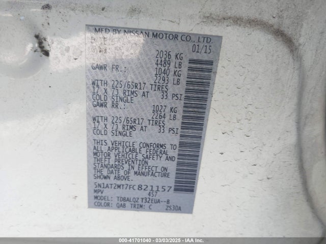 Nissan ROGUE SV 2015 5N1AT2MT7FC821157 Image 9