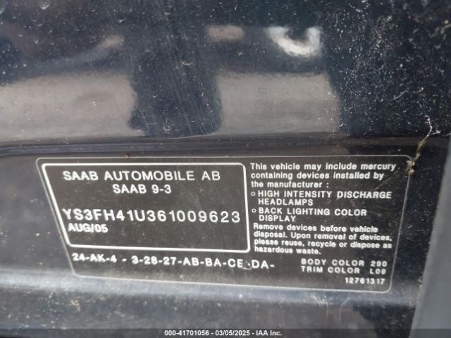 2006 SAAB 9-3 YS3FH41U361009623 Photo 8