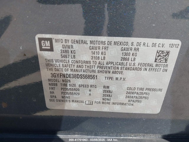 2013 CADILLAC SRX 3GYFNDE38DS568561 Photo 8