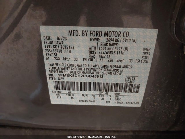 1FMSK8DH2PGB45913 Ford EXPLORER XLT