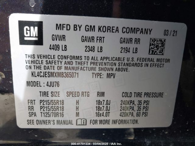 KL4CJESMXMB365071 Buick Encore Awd Preferred