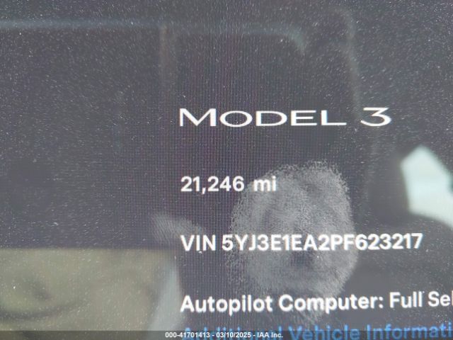 5YJ3E1EA2PF623217 Tesla Model 3 Rear-wheel Drive