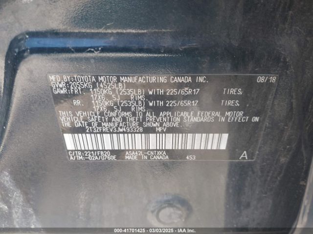 2T3ZFREV3JW493328 Toyota RAV4 LE
