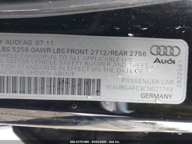 2012 AUDI A6 WAUBGAFC3CN027743 Photo 8
