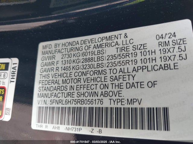 Honda Odyssey Sport 2024 5FNRL6H75RB056176 Image 9