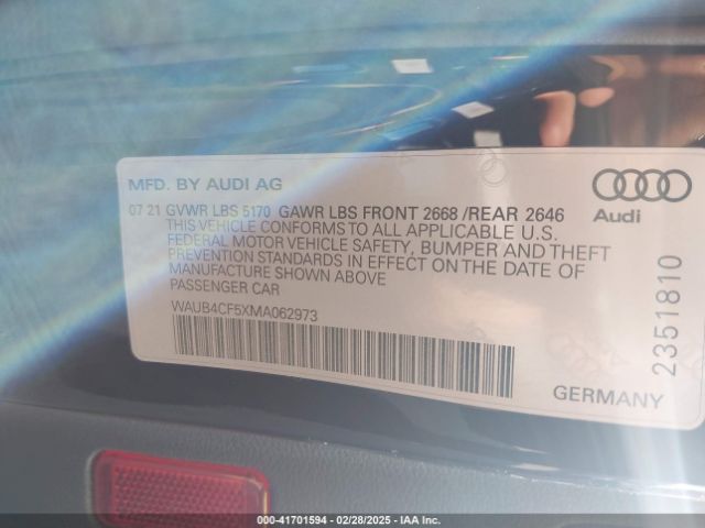 2021 AUDI S5 SPORTBACK WAUB4CF5XMA062973 Photo 8