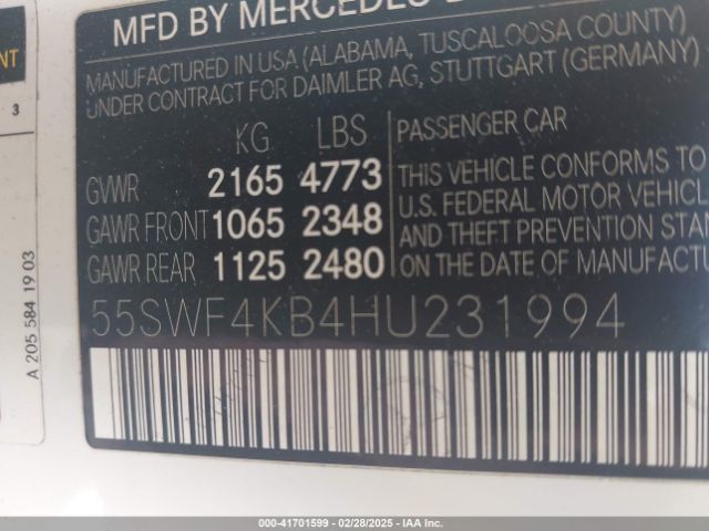 55SWF4KB4HU231994 Mercedes-Benz C 300 4matic/luxury 4matic/sport 4matic