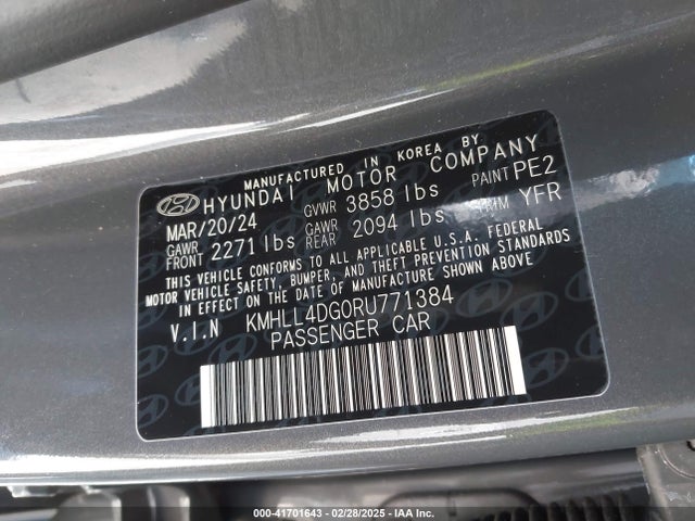 KMHLL4DG0RU771384 Hyundai ELANTRA SE