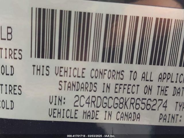 2C4RDGCG8KR656274 Dodge Grand Caravan Sxt