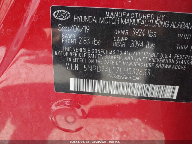 Hyundai ELANTRA SE 2020 5NPD74LF7LH532633 Image 9