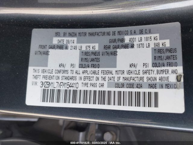 3MZBM1L7XFM154410 Mazda Mazda3 I Touring