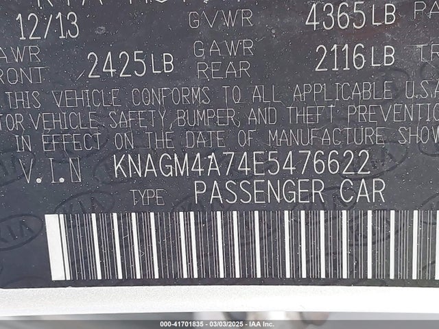 KIA Optima Lx 2014 KNAGM4A74E5476622 Image 9