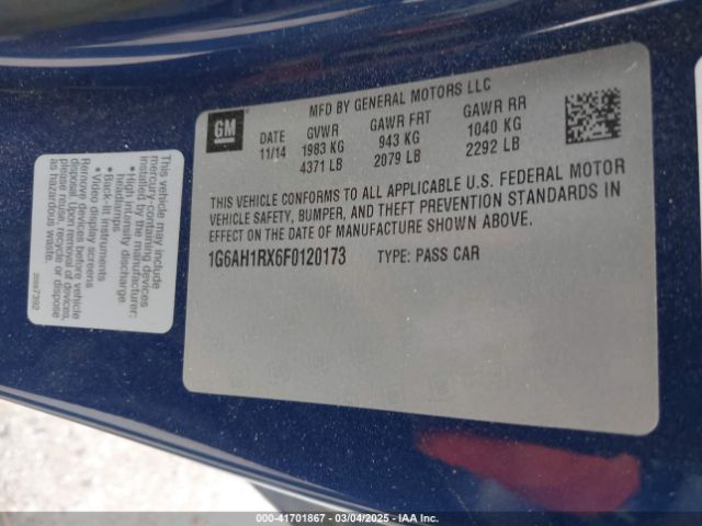 1G6AH1RX6F0120173 Cadillac ATS LUXURY