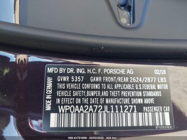 2018 PORSCHE PANAMERA WP0AA2A72JL111271 Photo 8