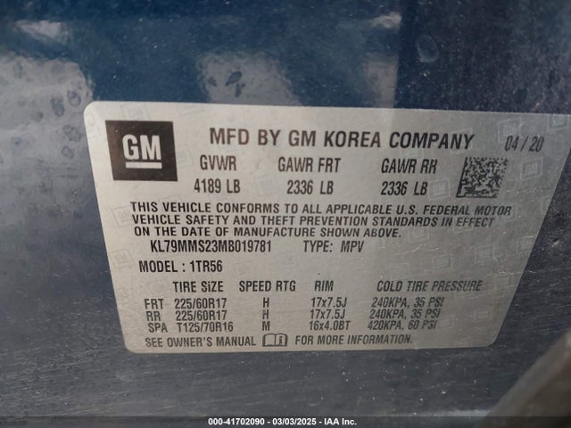 Chevrolet Trailblazer Fwd Ls 2021 KL79MMS23MB019781 Image 9