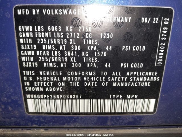 WVGGNPE26NP036367 Volkswagen Id.4 Awd Pro S