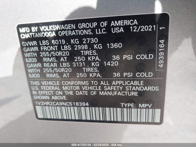 2022 VOLKSWAGEN ATLAS 1V2HR2CA9NC518394 Photo 8