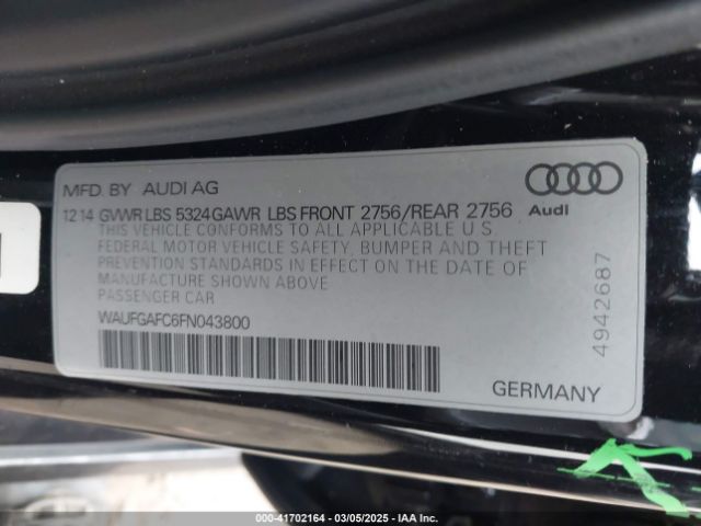 WAUFGAFC6FN043800 Audi A6 3.0t Premium Plus