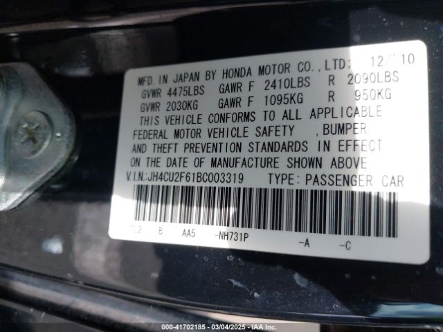 2011 ACURA TSX JH4CU2F61BC003319 Photo 8
